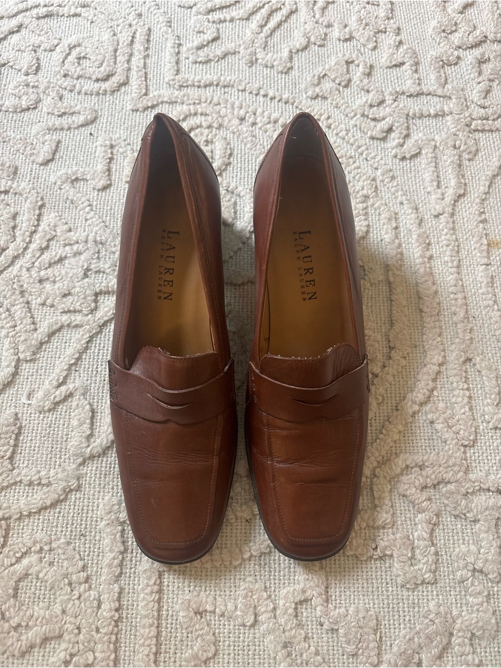 Lauren Ralph Lauren Chestnut Brown Leather Penny Loafers